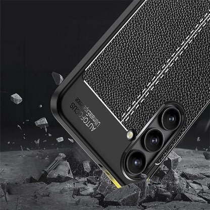 For Samsung Galaxy S24 FE Case Litchi Texture TPU Flexible Phone Cover - Black