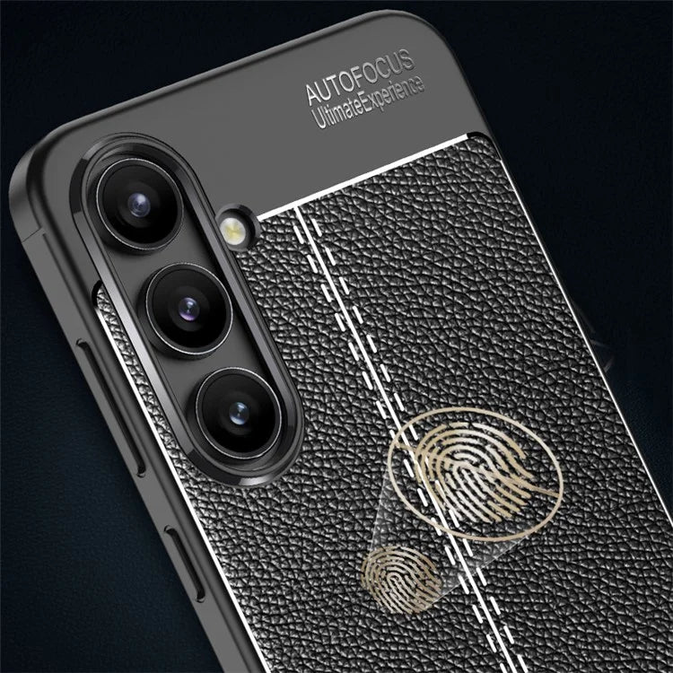 For Samsung Galaxy S24 FE Case Litchi Texture TPU Flexible Phone Cover - Black