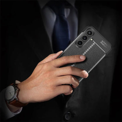 For Samsung Galaxy S24 FE Case Litchi Texture TPU Flexible Phone Cover - Black
