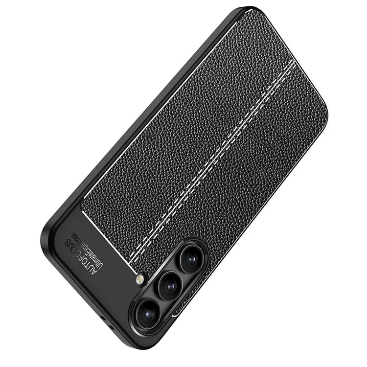 For Samsung Galaxy S24 FE Case Litchi Texture TPU Flexible Phone Cover - Black