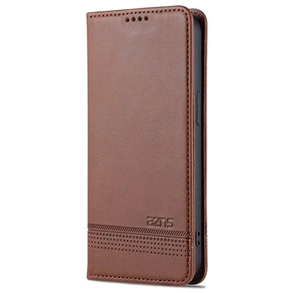 AZNS For iPhone 16 Pro Case Hidden Magnetic PU Leather Phone Cover Cowhide Texture