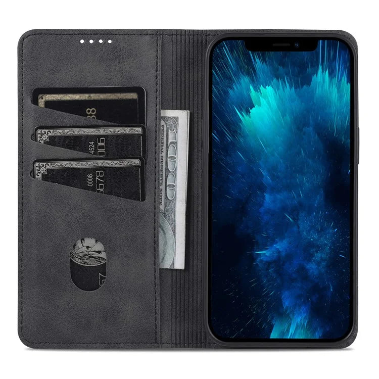 AZNS For iPhone 16 Pro Case Hidden Magnetic PU Leather Phone Cover Cowhide Texture
