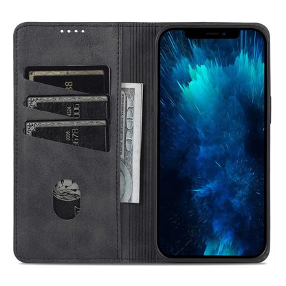 AZNS For iPhone 16 Pro Case Hidden Magnetic PU Leather Phone Cover Cowhide Texture