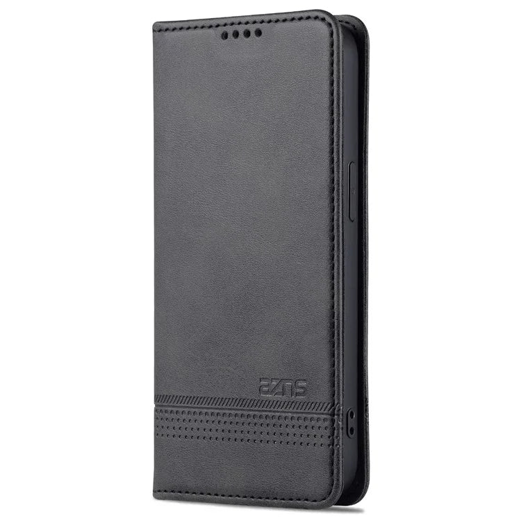 AZNS For iPhone 16 Pro Case Hidden Magnetic PU Leather Phone Cover Cowhide Texture