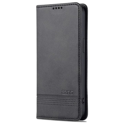 AZNS For iPhone 16 Pro Case Hidden Magnetic PU Leather Phone Cover Cowhide Texture