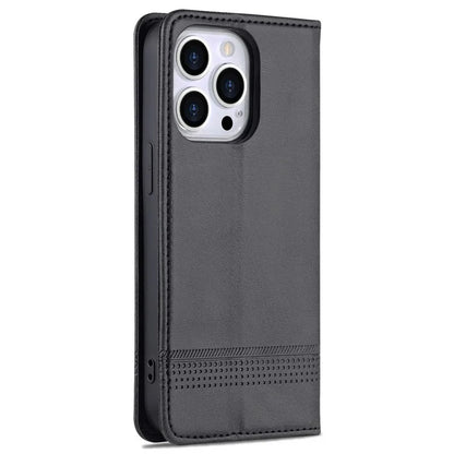 AZNS For iPhone 16 Pro Case Hidden Magnetic PU Leather Phone Cover Cowhide Texture
