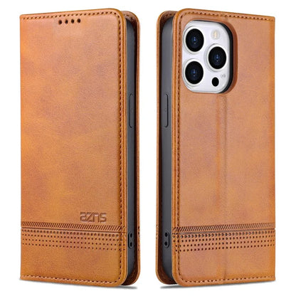 AZNS For iPhone 16 Pro Case Hidden Magnetic PU Leather Phone Cover Cowhide Texture