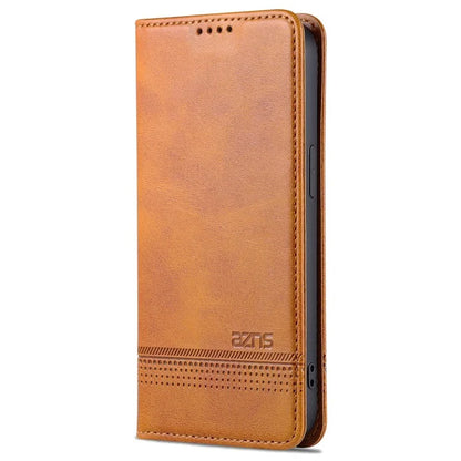 AZNS For iPhone 16 Pro Case Hidden Magnetic PU Leather Phone Cover Cowhide Texture