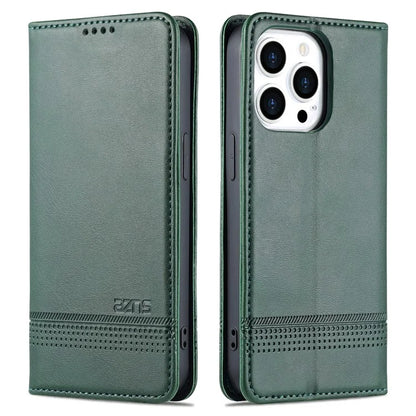 AZNS For iPhone 16 Pro Case Hidden Magnetic PU Leather Phone Cover Cowhide Texture