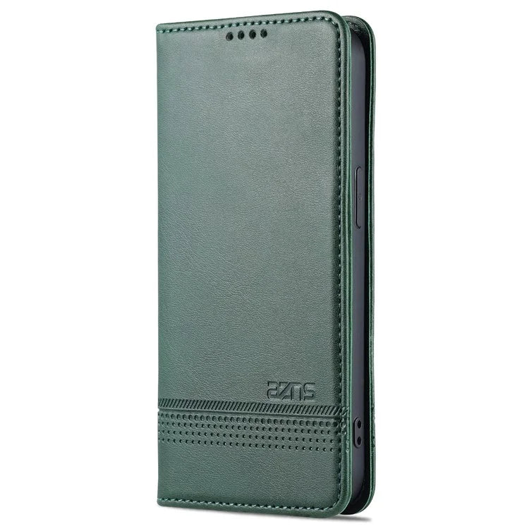 AZNS For iPhone 16 Pro Case Hidden Magnetic PU Leather Phone Cover Cowhide Texture