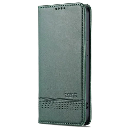 AZNS For iPhone 16 Pro Case Hidden Magnetic PU Leather Phone Cover Cowhide Texture