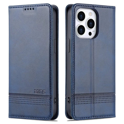 AZNS For iPhone 16 Pro Case Hidden Magnetic PU Leather Phone Cover Cowhide Texture