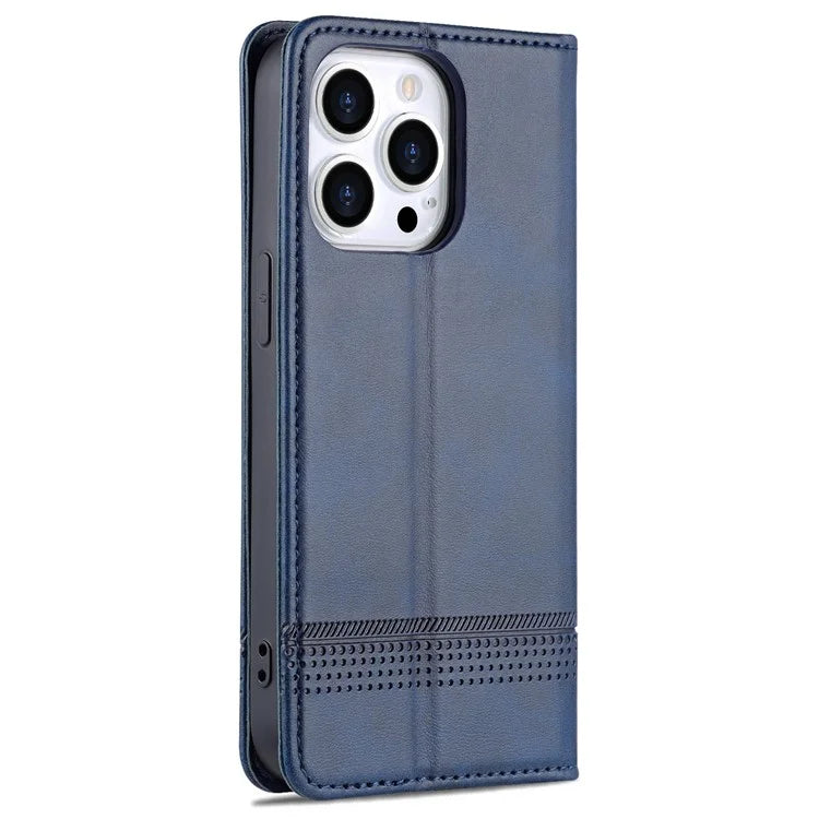 AZNS For iPhone 16 Pro Case Hidden Magnetic PU Leather Phone Cover Cowhide Texture
