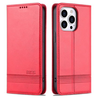 AZNS For iPhone 16 Pro Case Hidden Magnetic PU Leather Phone Cover Cowhide Texture