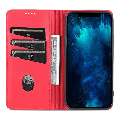 AZNS For iPhone 16 Pro Case Hidden Magnetic PU Leather Phone Cover Cowhide Texture
