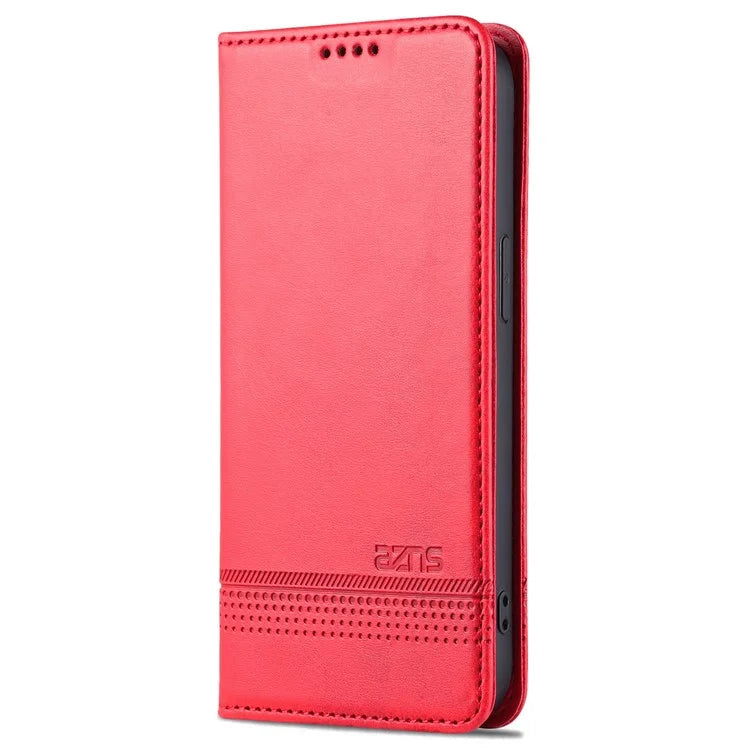 AZNS For iPhone 16 Pro Case Hidden Magnetic PU Leather Phone Cover Cowhide Texture