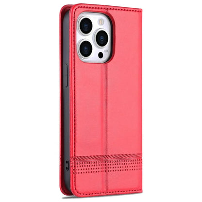 AZNS For iPhone 16 Pro Case Hidden Magnetic PU Leather Phone Cover Cowhide Texture