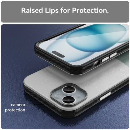 For iPhone 15 Case Leather Coated PC+TPU Phone Cover Compatible with MagSafe