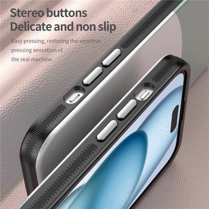 For iPhone 15 Case Leather Coated PC+TPU Phone Cover Compatible with MagSafe