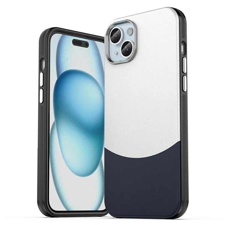 For iPhone 15 Case Leather Coated PC+TPU Phone Cover Compatible with MagSafe