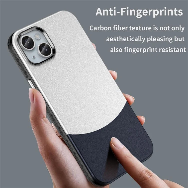 For iPhone 15 Case Leather Coated PC+TPU Phone Cover Compatible with MagSafe