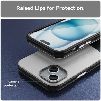 For iPhone 15 Case Leather Coated PC+TPU Phone Cover Compatible with MagSafe