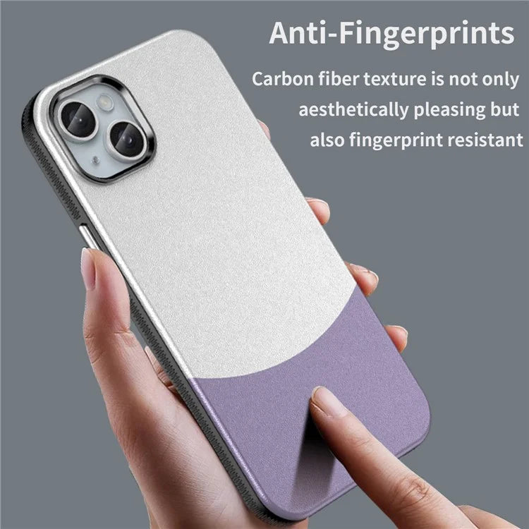 For iPhone 15 Case Leather Coated PC+TPU Phone Cover Compatible with MagSafe