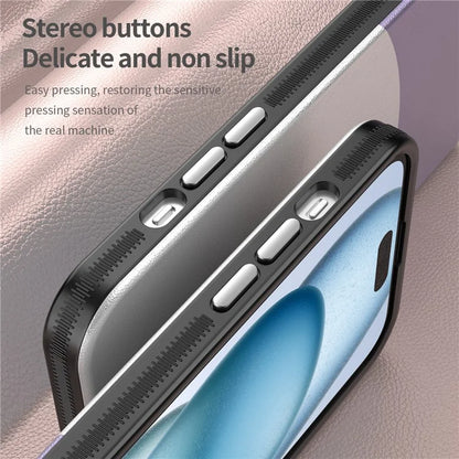 For iPhone 15 Case Leather Coated PC+TPU Phone Cover Compatible with MagSafe