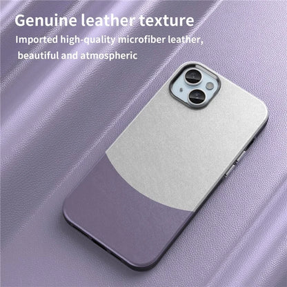 For iPhone 15 Case Leather Coated PC+TPU Phone Cover Compatible with MagSafe
