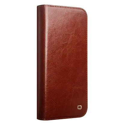 QIALINO For iPhone 16 Pro Max Case Genuine Cow Leather Card Slots Phone Cover