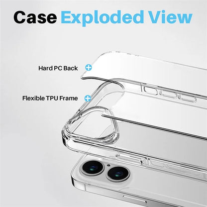NORTHJO 5 in 1 For iPhone 16 Plus Clear Case PC+TPU Cover with 2 Screen Protector, 2 Lens Film