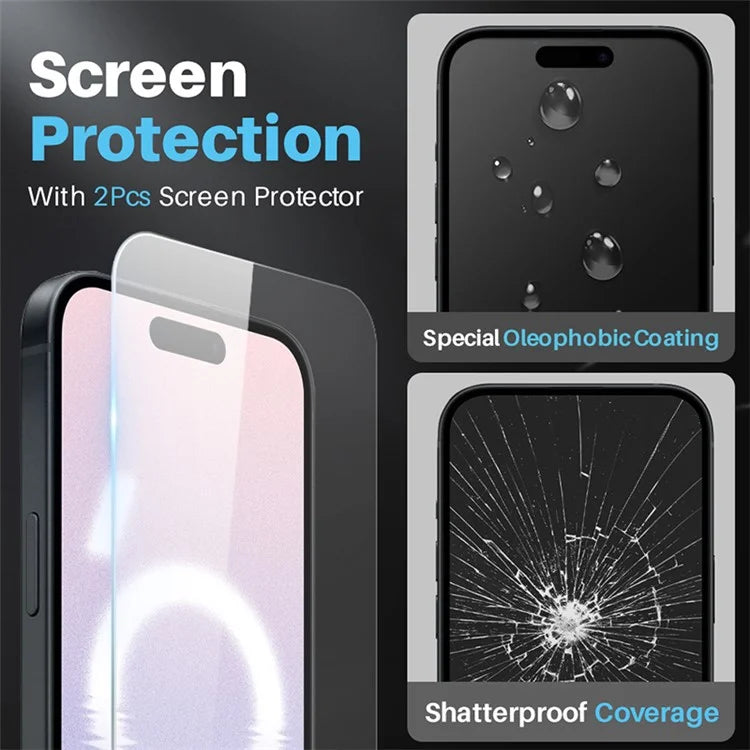 NORTHJO 5 in 1 For iPhone 16 Case PC+TPU Clear Phone Cover with 2 Screen Protector, 2 Camera Lens Film
