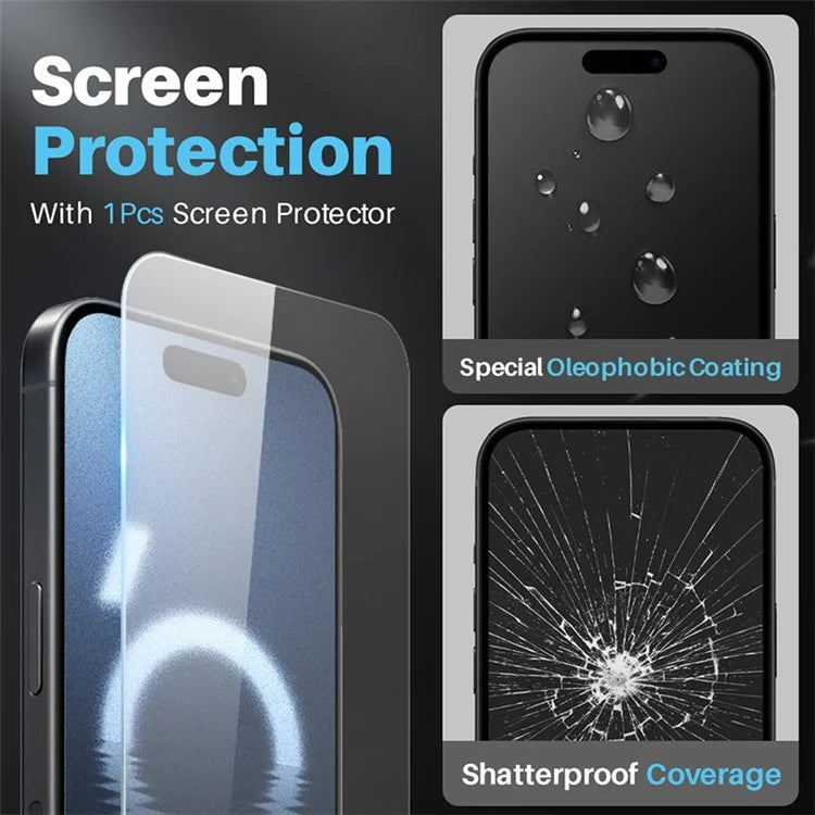 NORTHJO For iPhone 16 Pro Case PC+TPU Clear Phone Cover Set with Screen Protector, Camera Lens Protector