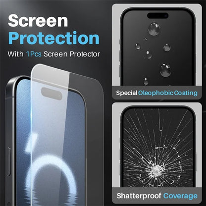 NORTHJO For iPhone 16 Pro Case PC+TPU Clear Phone Cover Set with Screen Protector, Camera Lens Protector