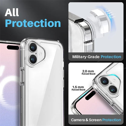 NORTHJO For iPhone 16 Plus Clear Case PC+TPU Phone Cover Set with Screen Protector, Camera Lens Film