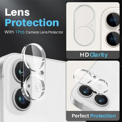 NORTHJO For iPhone 16 Plus Clear Case PC+TPU Phone Cover Set with Screen Protector, Camera Lens Film