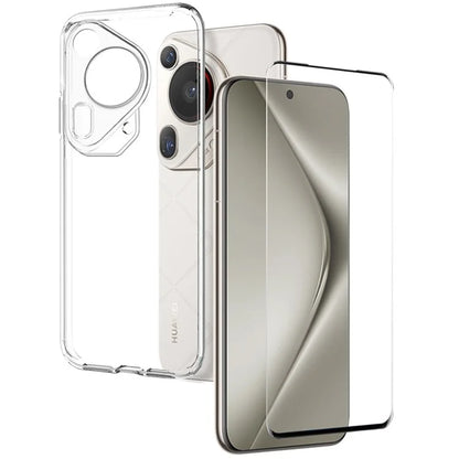 NORTHJO For Huawei Pura 70 Ultra Case Clear TPU Phone Cover with 3D Curved Tempered Glass Film