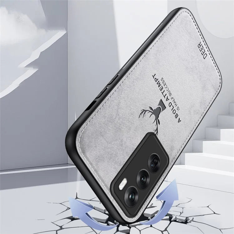 For Oppo Reno12 Pro 5G (Global) Case Deer Pattern Leather+PC+TPU Phone Cover