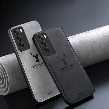 For Oppo Reno12 Pro 5G (Global) Case Deer Pattern Leather+PC+TPU Phone Cover