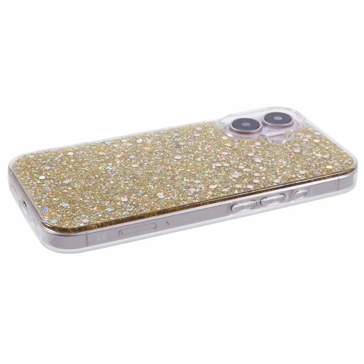 For iPhone 16 Plus Case Protective Soft TPU Phone Cover with Glittery Surface