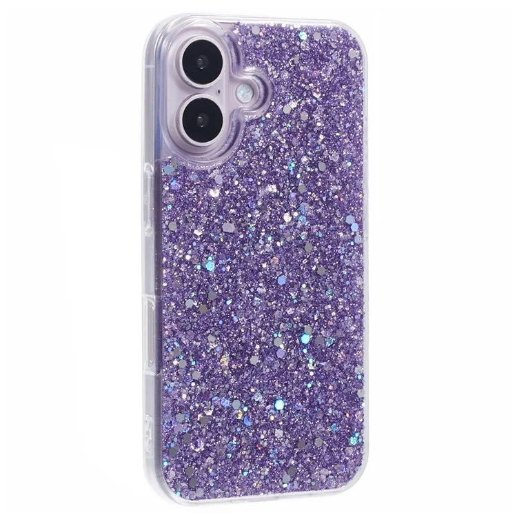 For iPhone 16 Plus Case Protective Soft TPU Phone Cover with Glittery Surface