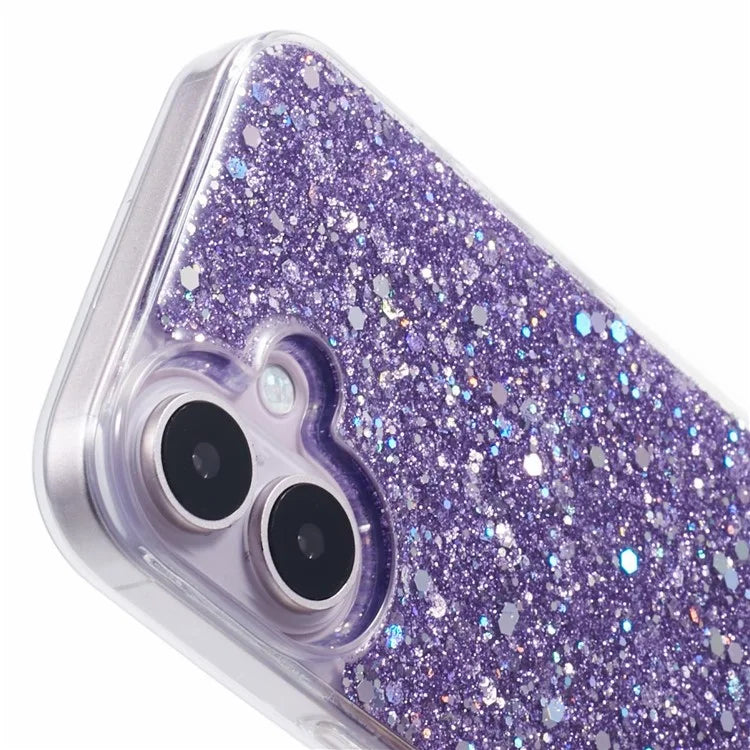 For iPhone 16 Plus Case Protective Soft TPU Phone Cover with Glittery Surface