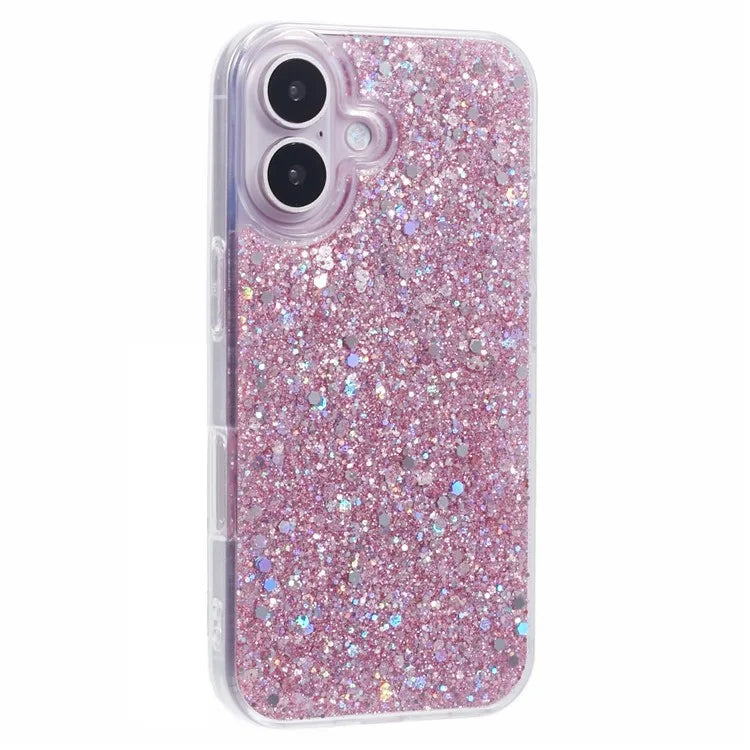 For iPhone 16 Plus Case Protective Soft TPU Phone Cover with Glittery Surface