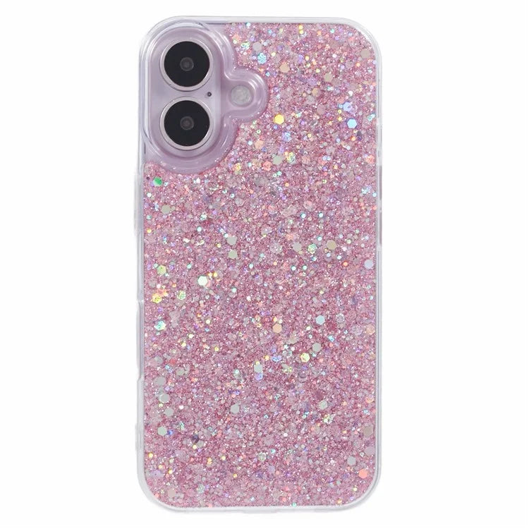 For iPhone 16 Plus Case Protective Soft TPU Phone Cover with Glittery Surface