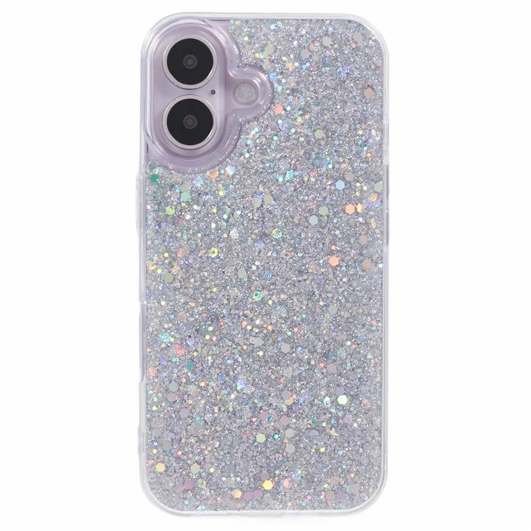For iPhone 16 Plus Case Protective Soft TPU Phone Cover with Glittery Surface