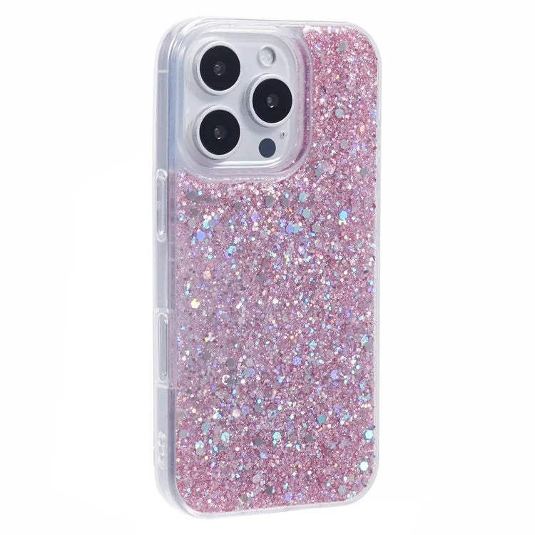 For iPhone 16 Pro Max Case Glittery Design Anti-Drop Soft TPU Phone Cover