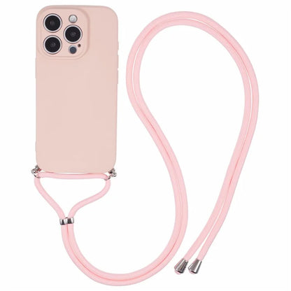 For iPhone 16 Pro Max Case Fiber Lining TPU Shockproof Phone Cover with Crossbody Lanyard