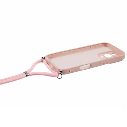 For iPhone 16 Pro Max Case Fiber Lining TPU Shockproof Phone Cover with Crossbody Lanyard