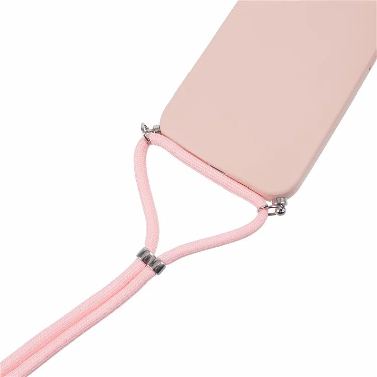For iPhone 16 Pro Max Case Fiber Lining TPU Shockproof Phone Cover with Crossbody Lanyard
