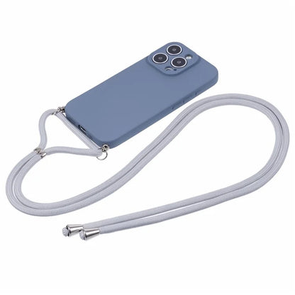 For iPhone 16 Pro Max Case Fiber Lining TPU Shockproof Phone Cover with Crossbody Lanyard